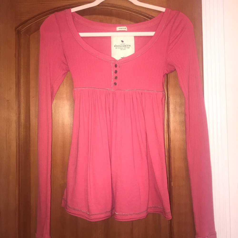 Pink Abercrombie and Fitch long sleeve shirt